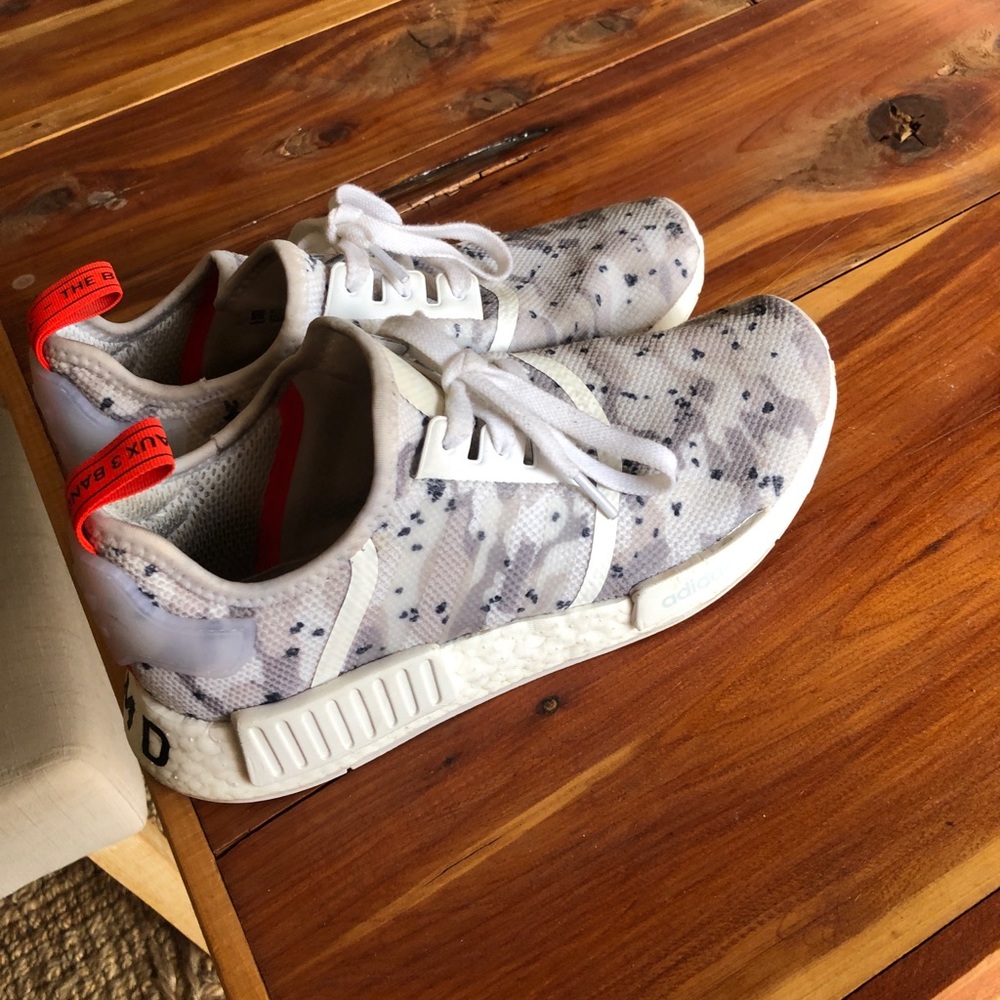 adidas NMD White and Black Athletic Shoes - Camo